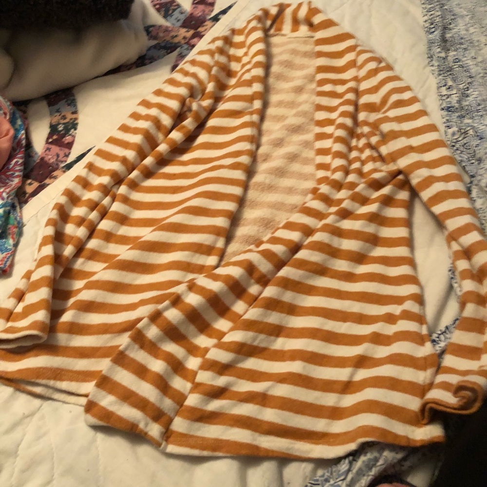 Mustard yellow and cream striped cardigan